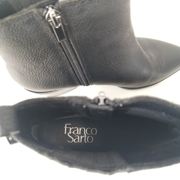 Franco Sarto Black Leather Shay Western Fashion Booties Size 6.5M Ankle Boots - Picture 4 of 11